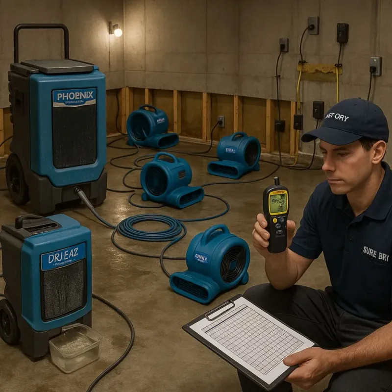 Structural Drying and Dehumidification process in Hector, MN